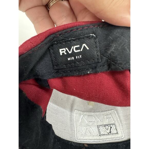 RVCA Snapback Hat Flat Brim Reb Black Logo Adjustable Mid Fit Cap - Picture 5 of 9